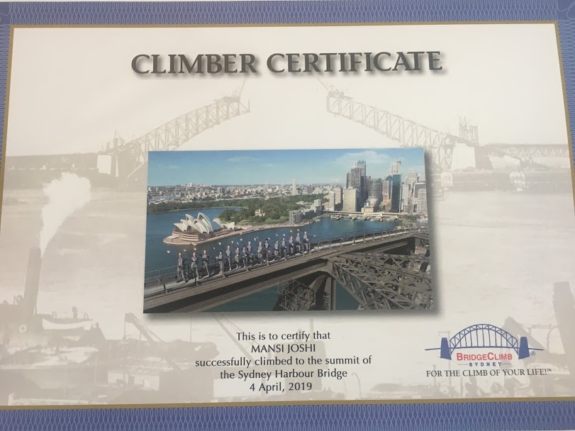 Climbed to the Summit of Sydney Harbour Bridge 2019