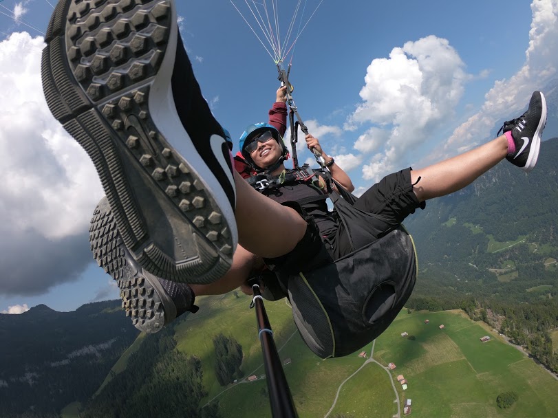 The paragliding adventure is from Beatenberg to Interlaken