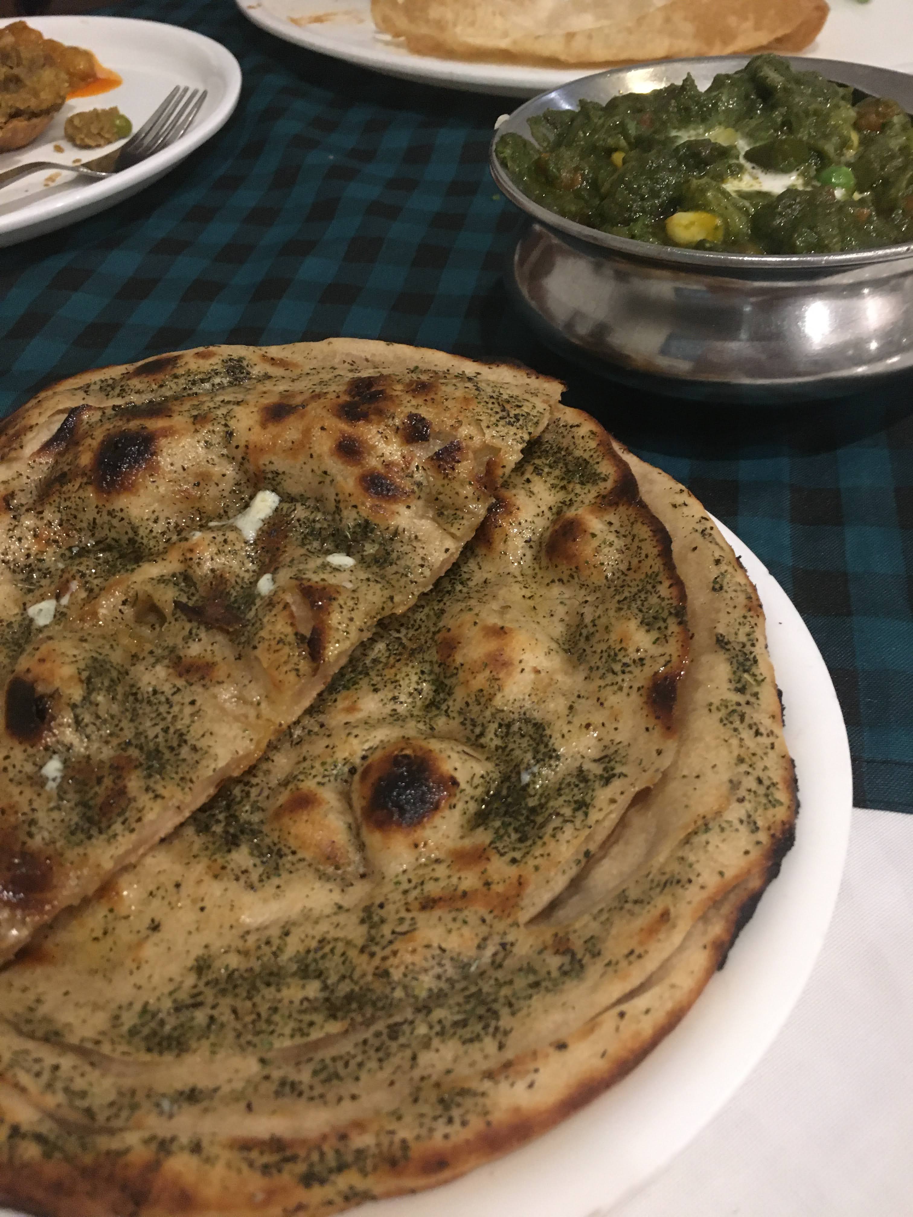naan and spinach curry - ahmedabad